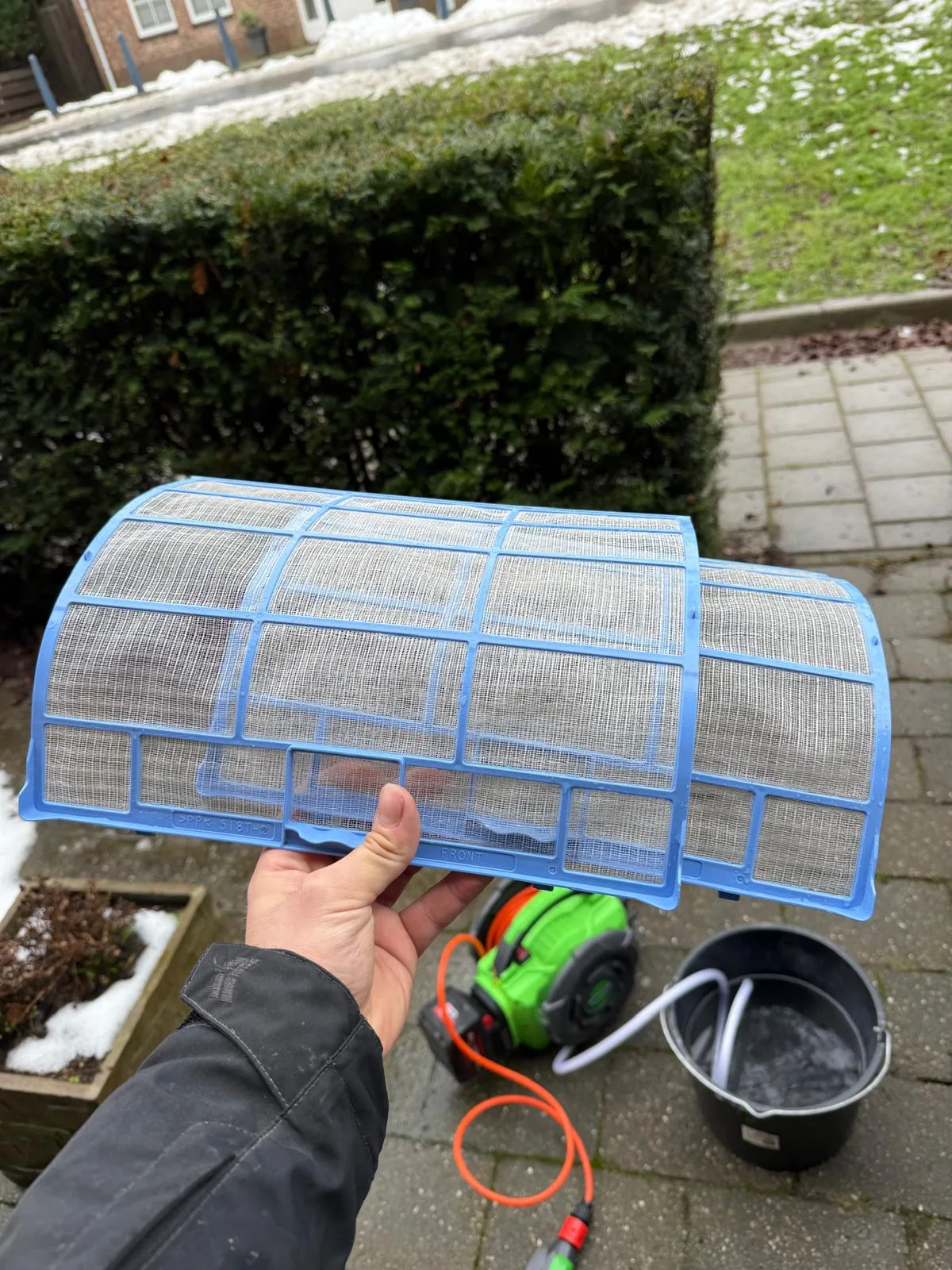Gereinigde aircofilters na het onderhoud